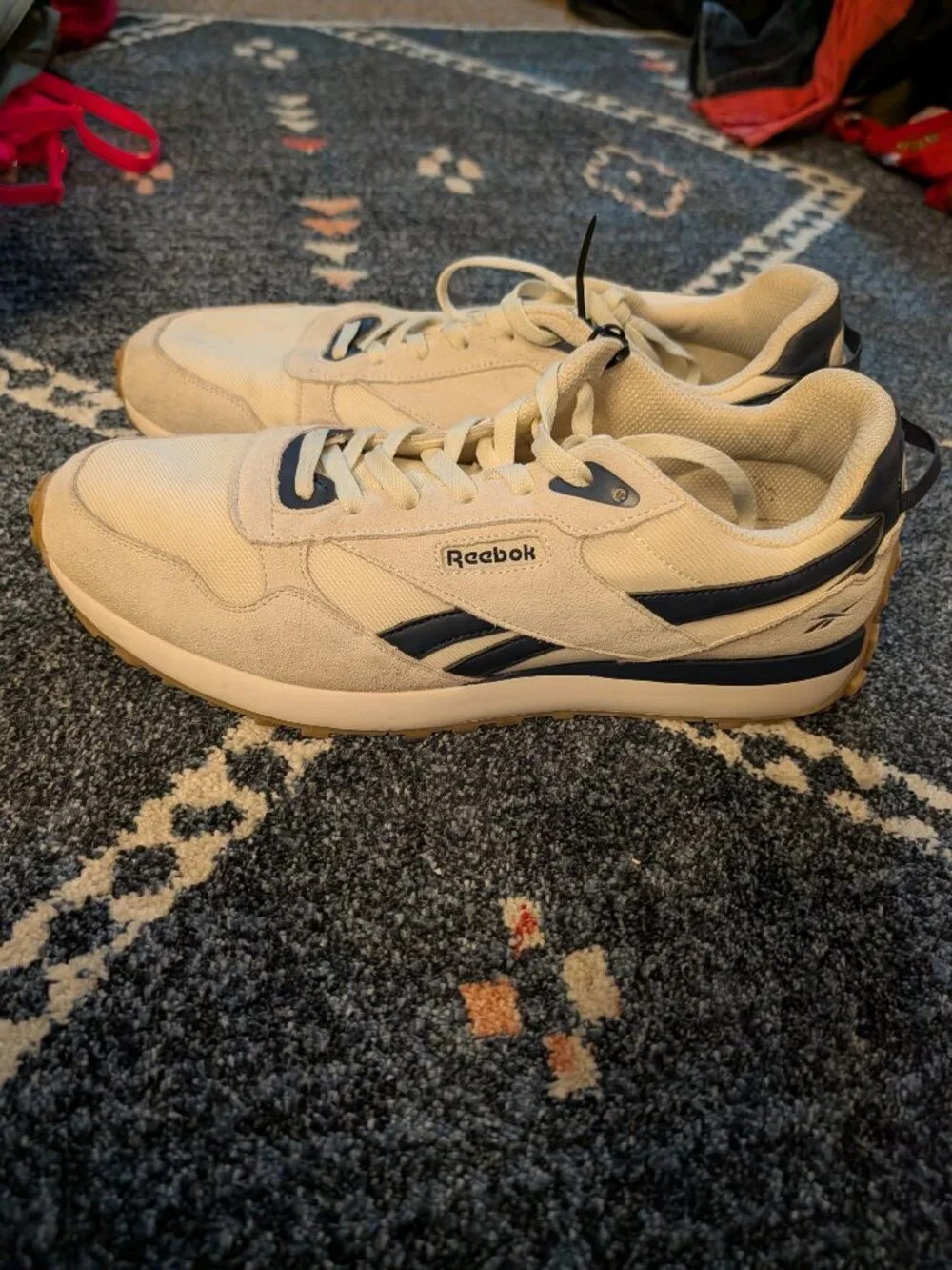 Reebok Forte Racer Men's Size 13 Cream Navy Gum Retro Sneakers Ortholite